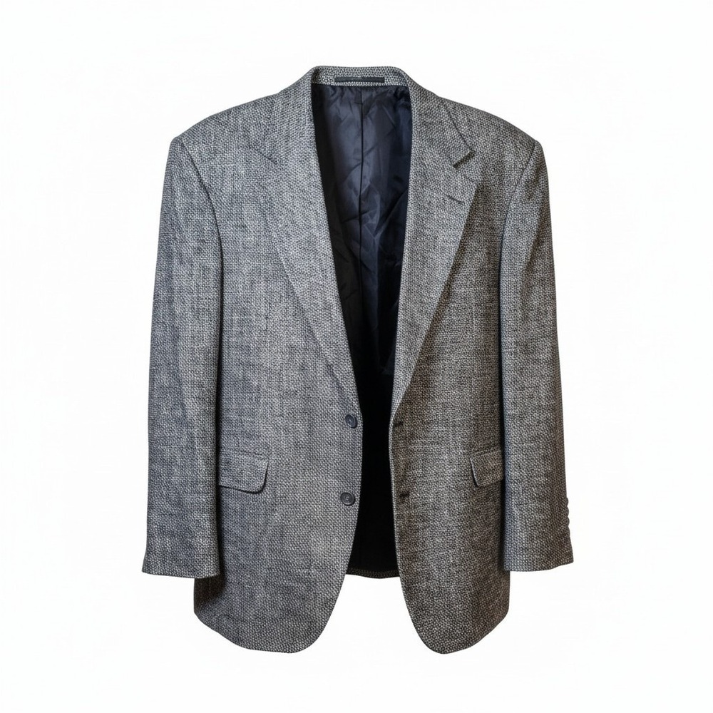 Herringbone Dark Acadamia Wool Silk Blend Sports Jacket Blazer Career Size 46R